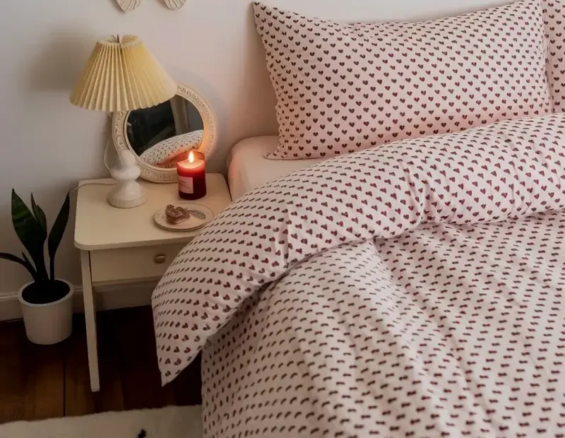 Before & After: Cozy Bedroom Makeover with Heart Print Bedding